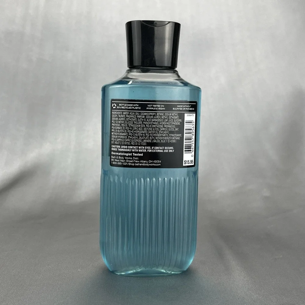 Bath & Body Works Men's Ocean 3pc Gift Set Bundle Candle + Body Wash + Face‎ New